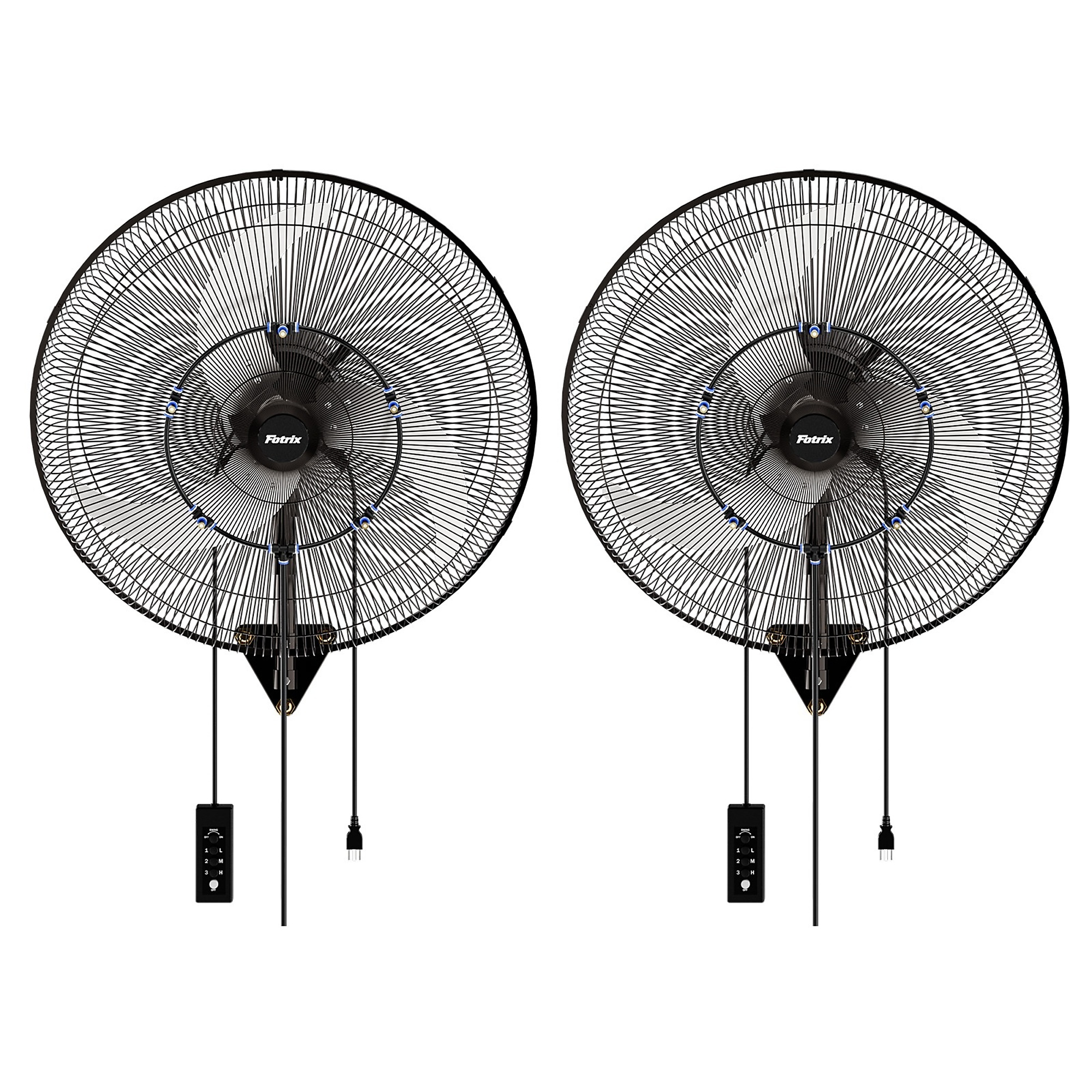 EdenDirect High Velocity Wall Mount Oscillating Fan — 24in., 7200 CFM, 3 Speeds, IP44 Waterproof, Rust-Proof, 30 ft Air Supply, 2-Pack, for Garage Warehouse Greenhouse Workshop